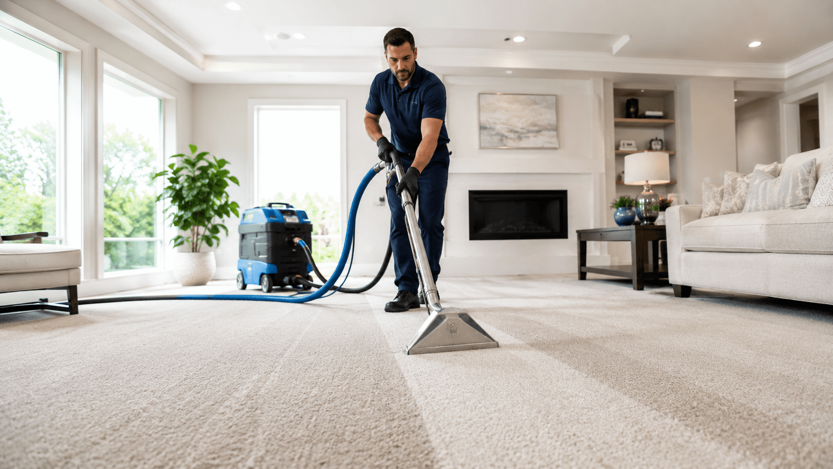 Professional cleaner at work