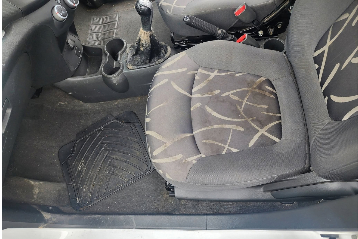 Car interior before professional cleaning service